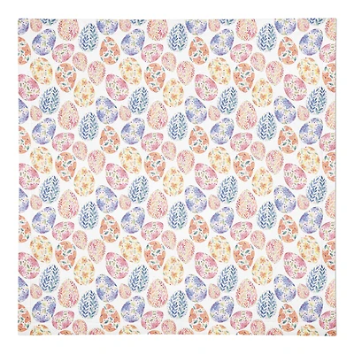 Colorful Floral Easter Eggs 10" x 10" Cotton Twill Napkin