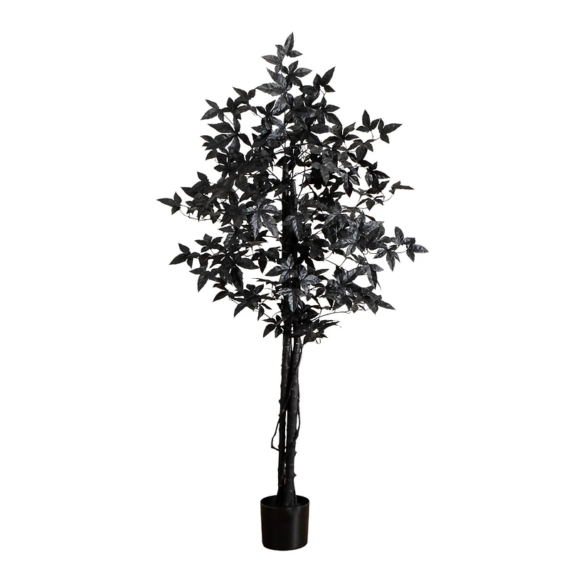 5ft. Artificial Halloween Black Maple Tree with Natural Trunk