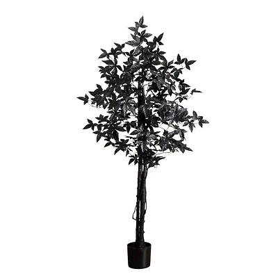 5ft. Artificial Halloween Black Maple Tree with Natural Trunk