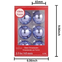 6 Pack 2.5" Shiny Glass Ball Ornaments by Ashland