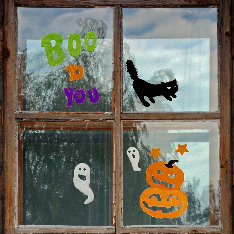 Green & Orange Boo To You Halloween Gel Window Clings