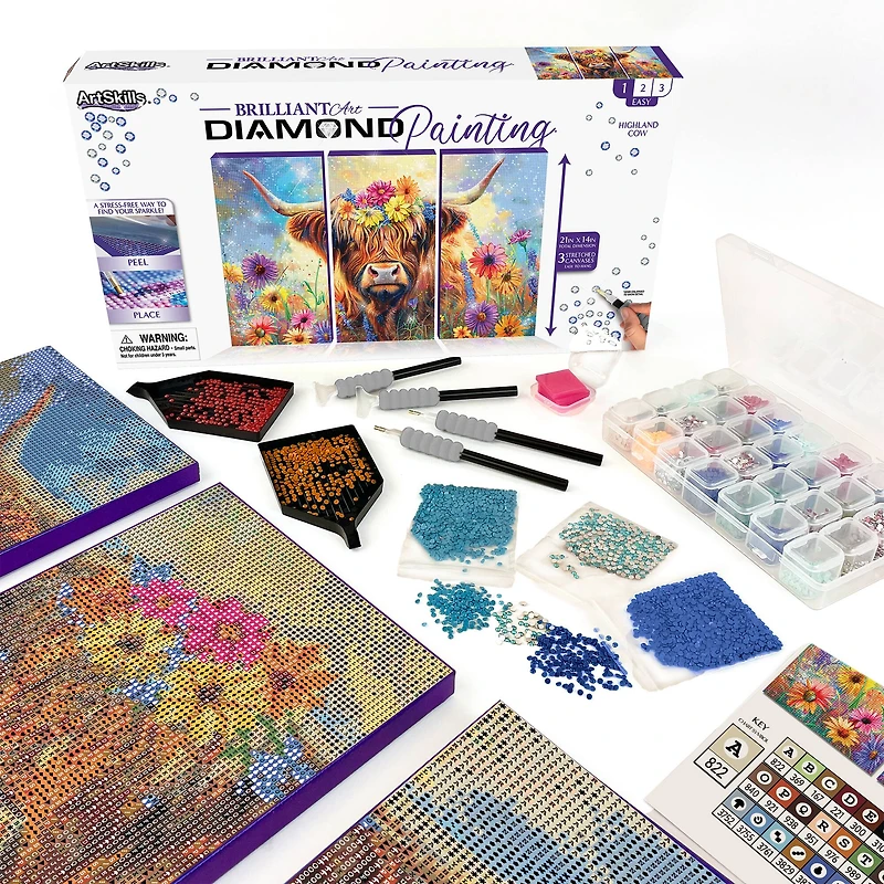 ArtSkills® Brilliant Art Highland Cow Stretched Canvas Diamond Painting Kit