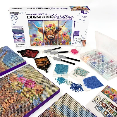 ArtSkills® Brilliant Art Highland Cow Stretched Canvas Diamond Painting Kit