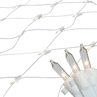 2' x 8' Clear Mini Net Style Column Christmas Lights  White Wire