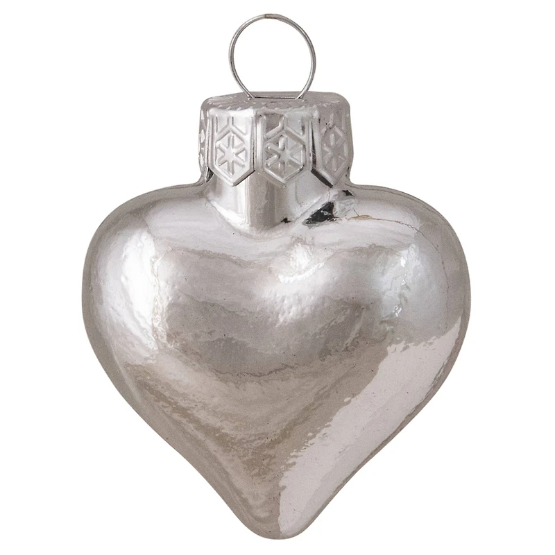 Whitehurst 56ct. 2" Shiny Silver Glass Heart Ornaments