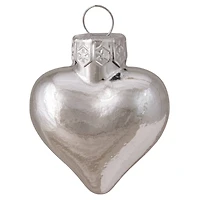 Whitehurst 56ct. 2" Shiny Silver Glass Heart Ornaments