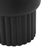 18.75" Black Metal Ribbed Side End Accent Table with White Marble Tabletop