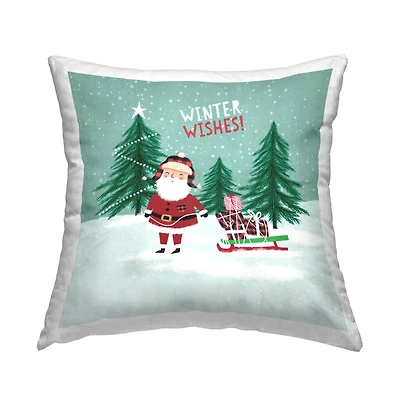 Stupell Industries Winter Wishes Santa Pillow