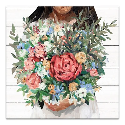 Girl with Bouquet Canvas Wall Art