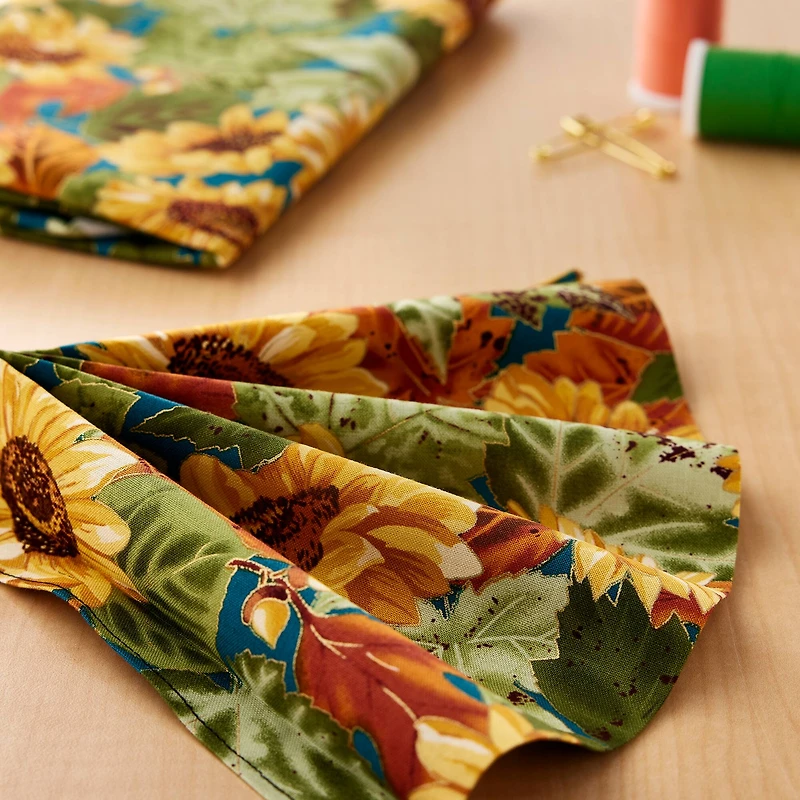 Fabric Traditions Fall Sunflowers with Green Leaves Cotton Fabric