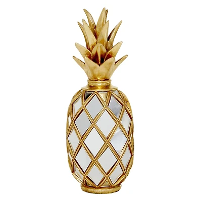 15" Gold Mirror Glam Decorative Pineapple