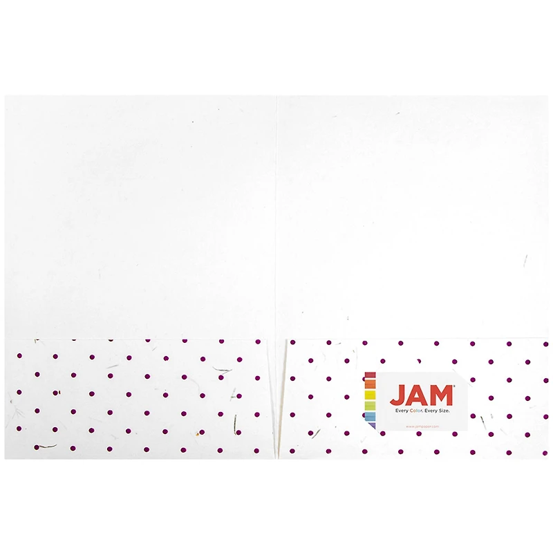 JAM Paper White & Burgundy Dots Handmade Recycled Folders, 6ct.