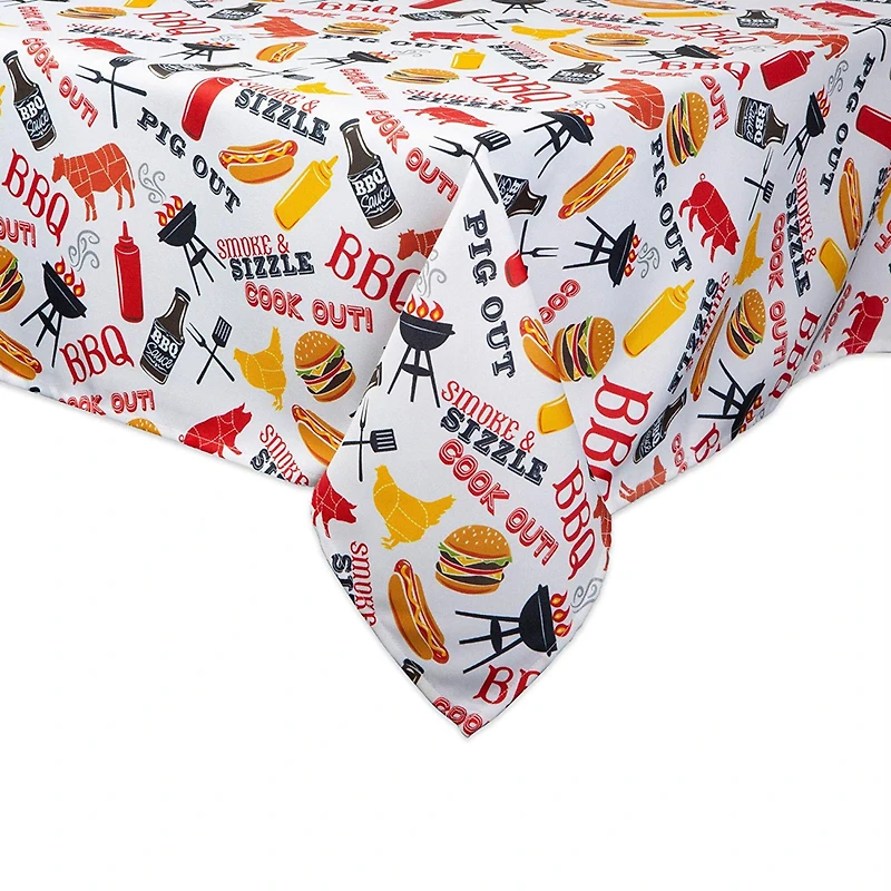 BBQ Fun Print Outdoor Tablecloth 60" x 84"