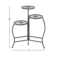 2ft. Black Flower Metal Traditional Plantstand