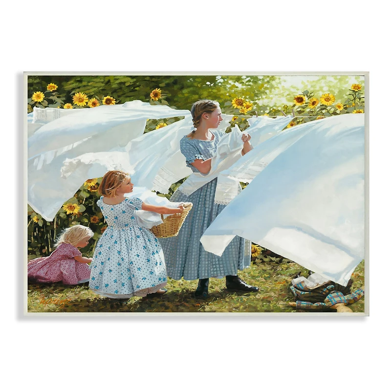 Stupell Industries Farm Children Doing Laundry Wall Plaque