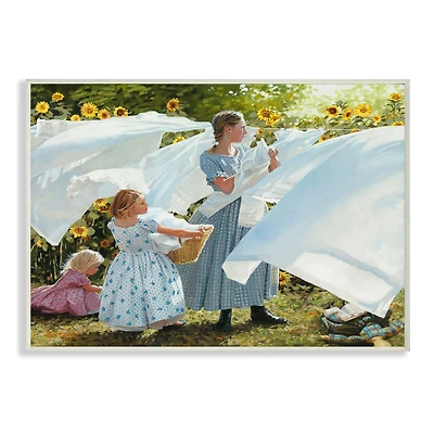 Stupell Industries Farm Children Doing Laundry Wall Plaque
