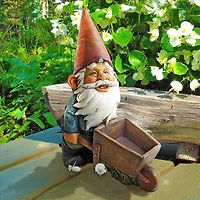 Design Toscano 12" Wheelbarrow Willie: Garden Gnome Statue