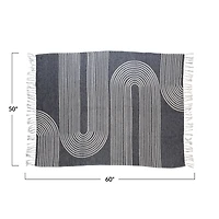 Hello Honey® Cotton Jacquard Throw Blanket with Arch Design and Fringe, Black and White