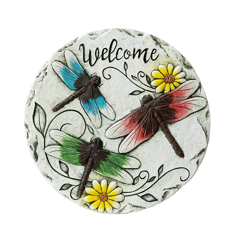 Glitzhome® 9.75" Butterflies & Dragonflies Patterned Cement Stepping Stones Set