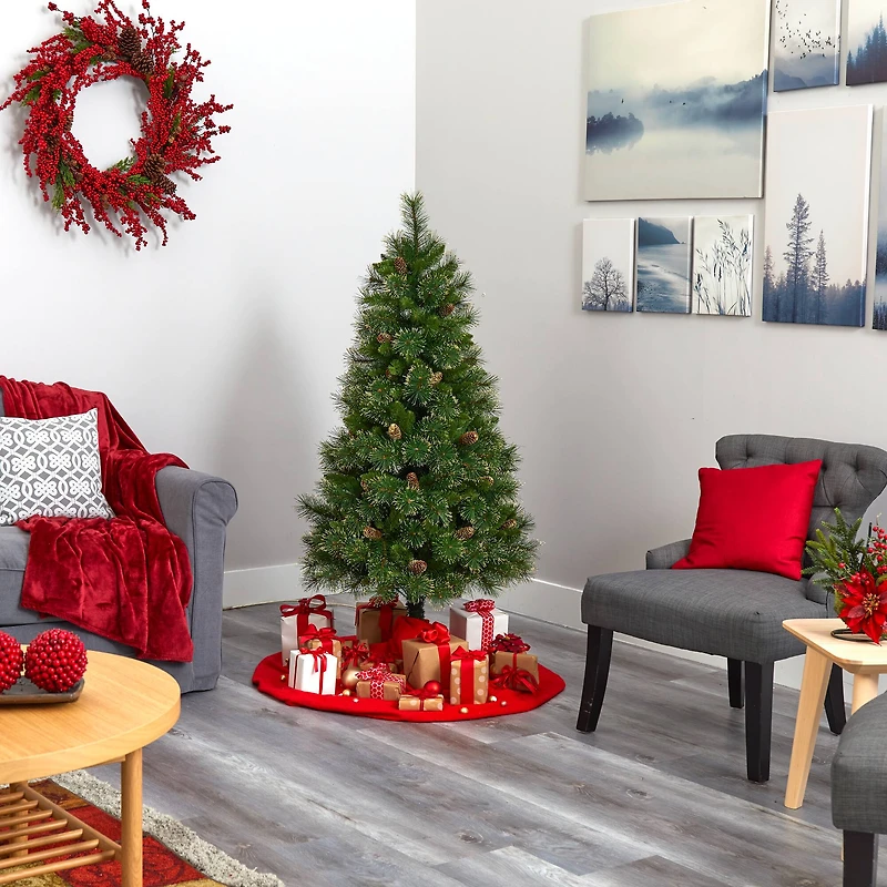 5ft. Pre-Lit Golden Tip Washington Pine Artificial Christmas Tree, Clear LED Lights