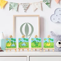 Arteza® Kids Canvas Paint Kit, 4 Mini Canvas- 3 x 3 with Easel, Dinosaurs