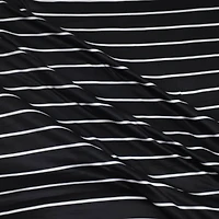 Fabric Merchants White Stripes on Black Double Brushed 4-Way Stretch Fabric
