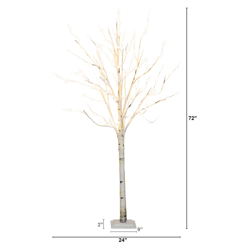 6ft. Pre-Lit White Birch Artificial Christmas Tree, Warm White LED Lights