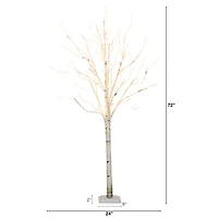 6ft. Pre-Lit White Birch Artificial Christmas Tree, Warm White LED Lights