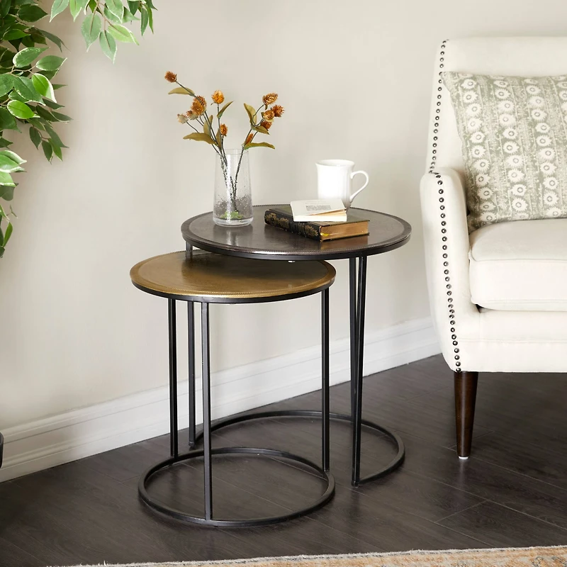 20" Black Aluminum Industrial Accent Table Set