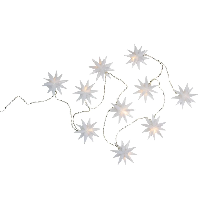 10-Count LED White Star Christmas Fairy Lights 5.25ft Copper Wire