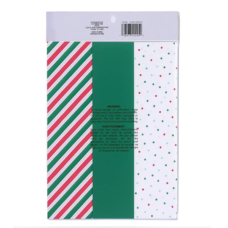 Green Dots & Stripes Burgundy & Gold Stars & Trees Tissue Paper, 36ct. by Celebrate It™