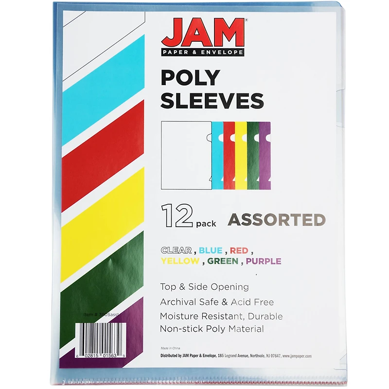JAM Paper 9" x 11.5" Plastic Sleeve Page Protectors, 12ct.