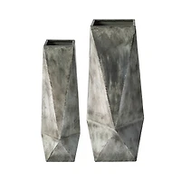 Glitzhome® Geometric Antique Silver Metal Floor Vases Set
