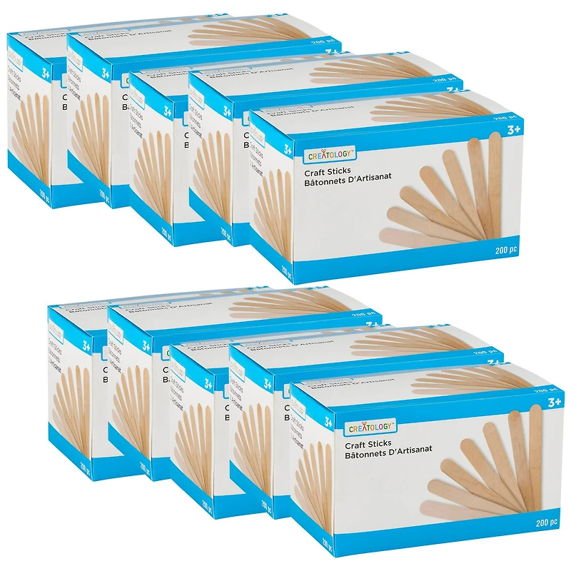 10 Packs: 200 ct. (2,000 total) 6" Wood Craft Sticks by Creatology™