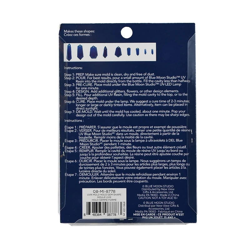 Blue Moon Studio™ UV Resin Craft Holographic Faceted Gems Silicone Mold