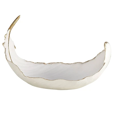 13" White Resin Glam Decorative Bowl