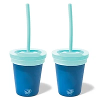 Silipint® 8oz. Deep Pool Kids Silicone Straw Tumblers, 2ct.