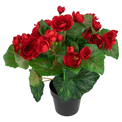 11" Potted Silk Begonia Floral Arrangement