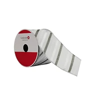2.5" x 20ft. Silver Stripes White Taffeta Wired Ribbon by Celebrate It®