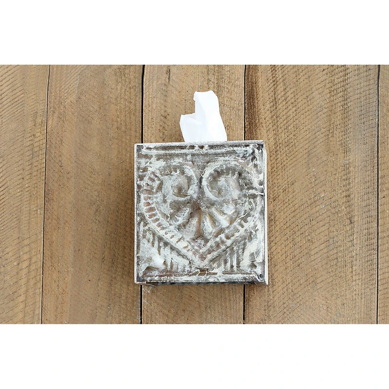 Hello Honey® 6.5" Wood & Metal "Bless You" Tissue Box Cover