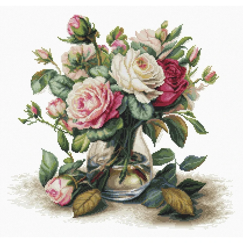 Luca-S Vase with Roses Counted Cross Stitch Kit