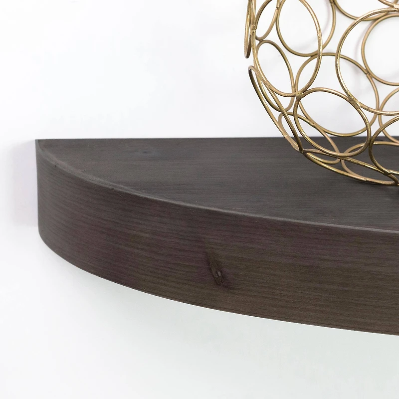 Small Black Round Wood Floating Wall Shelf