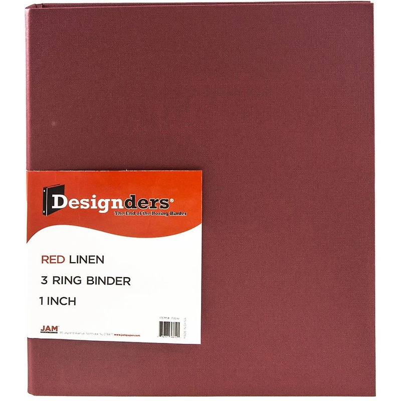 JAM Paper Designders® 1" Red Linen 3 Metal Rings Binder, 2ct.