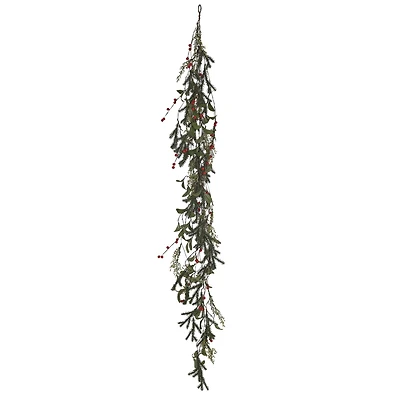 Hello Honey® 6ft. Green Faux Pine & Mistletoe Garland with Red Berries