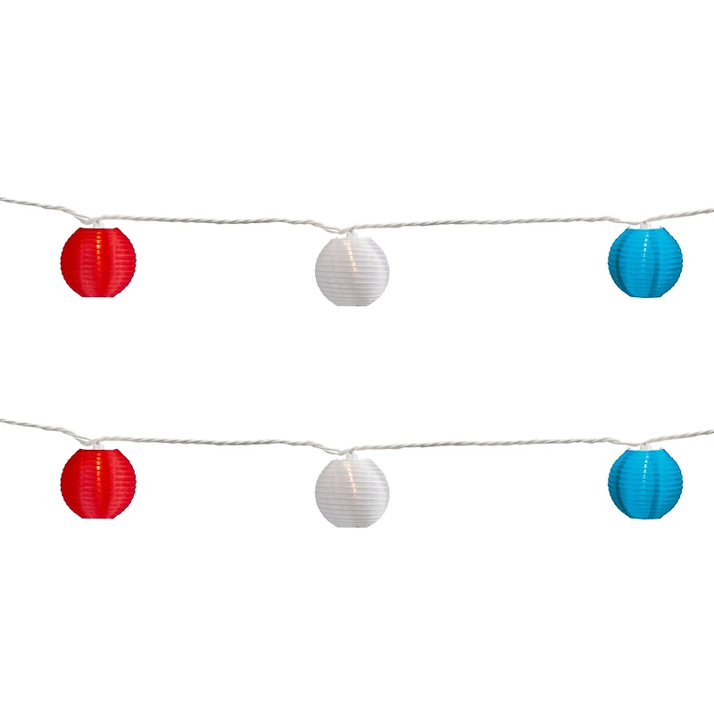 10ct. Red, White & Blue 4th of July Paper Lantern Lights