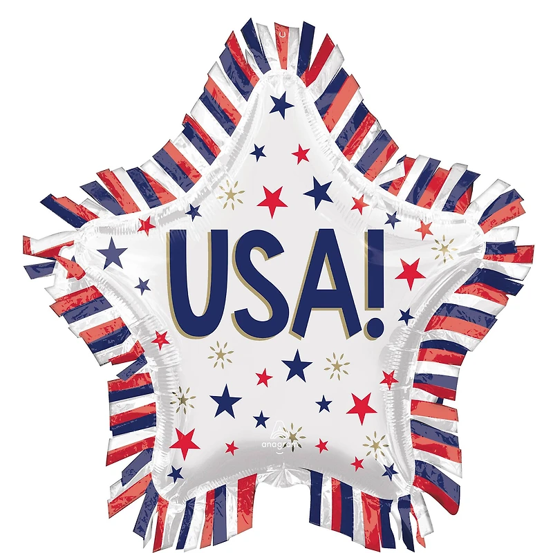 28" USA Star Fringe Foil Balloon