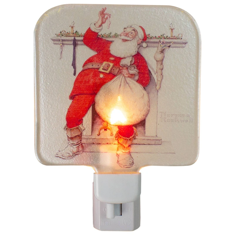 6" Norman Rockwell Filling the Stocking Glass Christmas Night Light