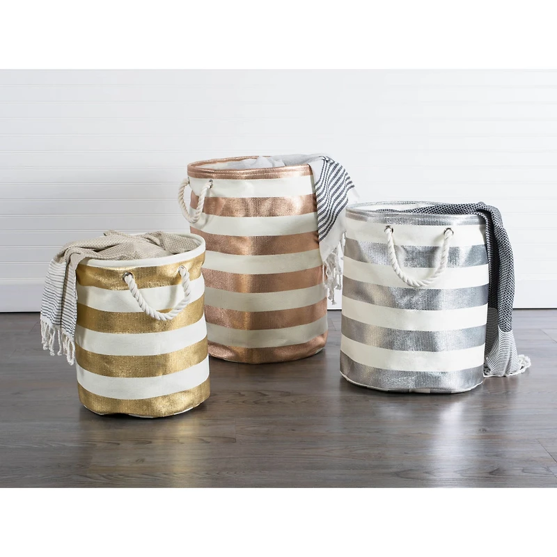 DII® Large Stripe Round Paper Bin