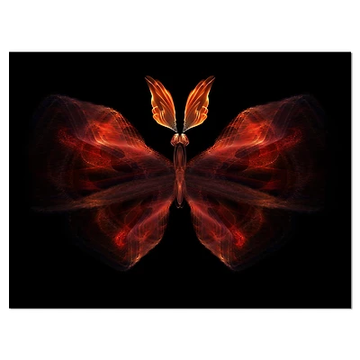 Designart - Red Fractal Butterfly in Dark