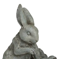 11" Gray Farmhouse Rabbits Garden Sculpture